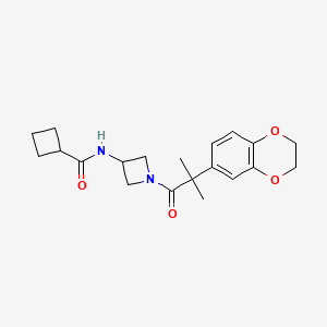 molecular formula C20H26N2O4 B6941547 N-[1-[2-(2,3-dihydro-1,4-benzodioxin-6-yl)-2-methylpropanoyl]azetidin-3-yl]cyclobutanecarboxamide 