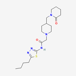 molecular formula C19H31N5O2S B6941573 N-(5-butyl-1,3,4-thiadiazol-2-yl)-2-[4-[(2-oxopiperidin-1-yl)methyl]piperidin-1-yl]acetamide 