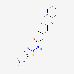 molecular formula C19H31N5O2S B6941580 N-[5-(2-methylpropyl)-1,3,4-thiadiazol-2-yl]-2-[4-[(2-oxopiperidin-1-yl)methyl]piperidin-1-yl]acetamide 