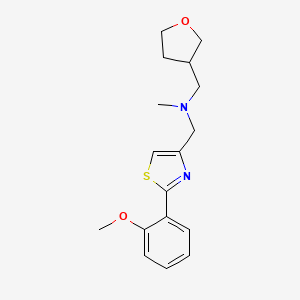 molecular formula C17H22N2O2S B6941784 N-[[2-(2-methoxyphenyl)-1,3-thiazol-4-yl]methyl]-N-methyl-1-(oxolan-3-yl)methanamine 