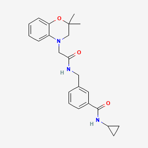 molecular formula C23H27N3O3 B6941812 N-cyclopropyl-3-[[[2-(2,2-dimethyl-3H-1,4-benzoxazin-4-yl)acetyl]amino]methyl]benzamide 