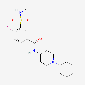 molecular formula C19H28FN3O3S B6941816 N-(1-cyclohexylpiperidin-4-yl)-4-fluoro-3-(methylsulfamoyl)benzamide 