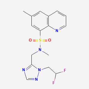 molecular formula C16H17F2N5O2S B6941910 N-[[2-(2,2-difluoroethyl)-1,2,4-triazol-3-yl]methyl]-N,6-dimethylquinoline-8-sulfonamide 