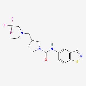 molecular formula C17H21F3N4OS B6941915 N-(1,2-benzothiazol-5-yl)-3-[[ethyl(2,2,2-trifluoroethyl)amino]methyl]pyrrolidine-1-carboxamide 
