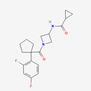 molecular formula C19H22F2N2O2 B6941917 N-[1-[1-(2,4-difluorophenyl)cyclopentanecarbonyl]azetidin-3-yl]cyclopropanecarboxamide 