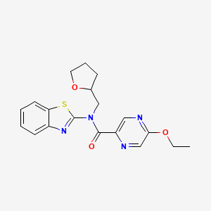 molecular formula C19H20N4O3S B6942058 N-(1,3-benzothiazol-2-yl)-5-ethoxy-N-(oxolan-2-ylmethyl)pyrazine-2-carboxamide 