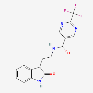 molecular formula C16H13F3N4O2 B6942076 N-[2-(2-oxo-1,3-dihydroindol-3-yl)ethyl]-2-(trifluoromethyl)pyrimidine-5-carboxamide 