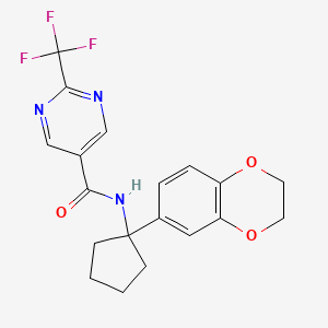 molecular formula C19H18F3N3O3 B6942079 N-[1-(2,3-dihydro-1,4-benzodioxin-6-yl)cyclopentyl]-2-(trifluoromethyl)pyrimidine-5-carboxamide 