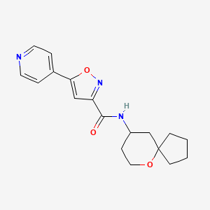 molecular formula C18H21N3O3 B6942206 N-(6-oxaspiro[4.5]decan-9-yl)-5-pyridin-4-yl-1,2-oxazole-3-carboxamide 