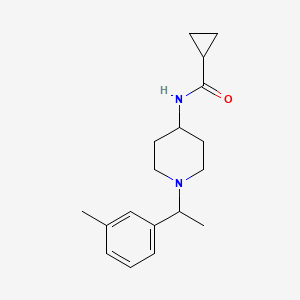 molecular formula C18H26N2O B6942225 N-[1-[1-(3-methylphenyl)ethyl]piperidin-4-yl]cyclopropanecarboxamide 