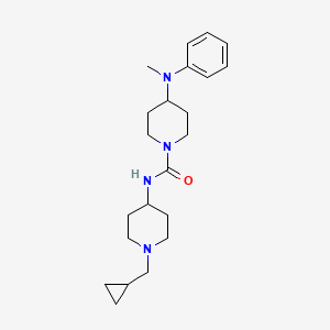 molecular formula C22H34N4O B6942259 N-[1-(cyclopropylmethyl)piperidin-4-yl]-4-(N-methylanilino)piperidine-1-carboxamide 