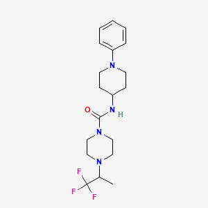 molecular formula C19H27F3N4O B6942273 N-(1-phenylpiperidin-4-yl)-4-(1,1,1-trifluoropropan-2-yl)piperazine-1-carboxamide 