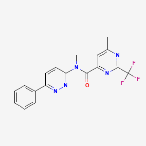 molecular formula C18H14F3N5O B6942368 N,6-dimethyl-N-(6-phenylpyridazin-3-yl)-2-(trifluoromethyl)pyrimidine-4-carboxamide 