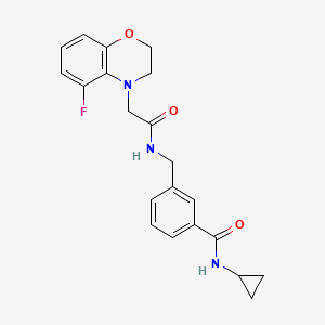 molecular formula C21H22FN3O3 B6942405 N-cyclopropyl-3-[[[2-(5-fluoro-2,3-dihydro-1,4-benzoxazin-4-yl)acetyl]amino]methyl]benzamide 