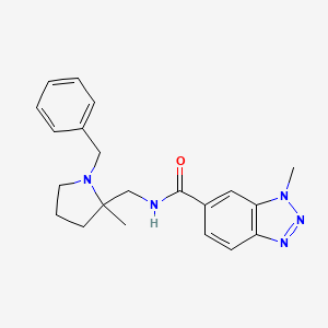 molecular formula C21H25N5O B6942469 N-[(1-benzyl-2-methylpyrrolidin-2-yl)methyl]-3-methylbenzotriazole-5-carboxamide 