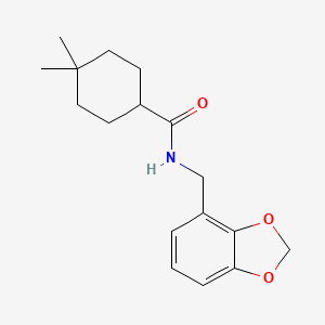 molecular formula C17H23NO3 B6942513 N-(1,3-benzodioxol-4-ylmethyl)-4,4-dimethylcyclohexane-1-carboxamide 