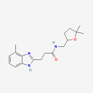molecular formula C18H25N3O2 B6942534 N-[(5,5-dimethyloxolan-2-yl)methyl]-3-(4-methyl-1H-benzimidazol-2-yl)propanamide 