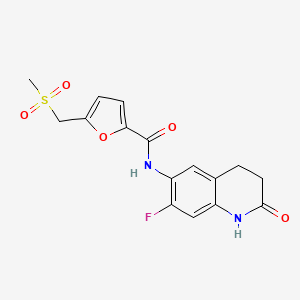 molecular formula C16H15FN2O5S B6942552 N-(7-fluoro-2-oxo-3,4-dihydro-1H-quinolin-6-yl)-5-(methylsulfonylmethyl)furan-2-carboxamide 