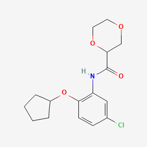 molecular formula C16H20ClNO4 B6942698 N-(5-chloro-2-cyclopentyloxyphenyl)-1,4-dioxane-2-carboxamide 