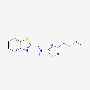 molecular formula C13H14N4OS2 B6942702 N-(1,3-benzothiazol-2-ylmethyl)-3-(2-methoxyethyl)-1,2,4-thiadiazol-5-amine 
