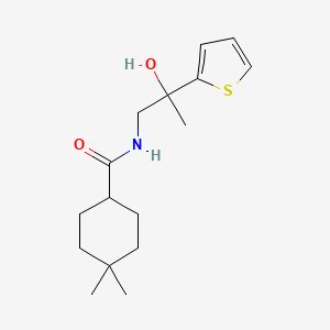 molecular formula C16H25NO2S B6942731 N-(2-hydroxy-2-thiophen-2-ylpropyl)-4,4-dimethylcyclohexane-1-carboxamide 