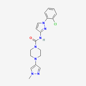 molecular formula C18H20ClN7O B6942773 N-[1-(2-chlorophenyl)pyrazol-3-yl]-4-(1-methylpyrazol-4-yl)piperazine-1-carboxamide 