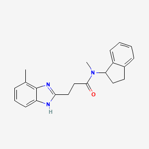 molecular formula C21H23N3O B6942786 N-(2,3-dihydro-1H-inden-1-yl)-N-methyl-3-(4-methyl-1H-benzimidazol-2-yl)propanamide 