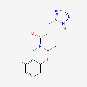 molecular formula C14H16F2N4O B6942885 N-[(2,6-difluorophenyl)methyl]-N-ethyl-3-(1H-1,2,4-triazol-5-yl)propanamide 