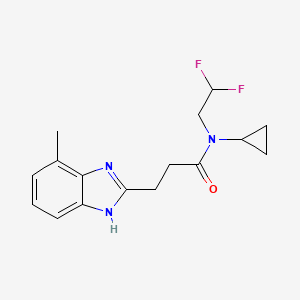 molecular formula C16H19F2N3O B6942937 N-cyclopropyl-N-(2,2-difluoroethyl)-3-(4-methyl-1H-benzimidazol-2-yl)propanamide 