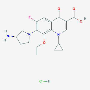 molecular formula C19H23ClFN3O4 B069430 7-((S)-3-Amino-1-pyrrolidinyl)-8-ethoxy-1-cyclopropyl-6-fluoro-1,4-dihydro-4-oxoquinoline-3-carboxylic acid hydrochloride CAS No. 178174-17-9