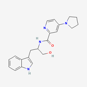 molecular formula C21H24N4O2 B6943016 N-[1-hydroxy-3-(1H-indol-3-yl)propan-2-yl]-4-pyrrolidin-1-ylpyridine-2-carboxamide 