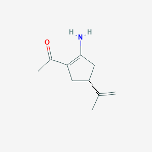 molecular formula C10H15NO B069431 1-[(4R)-2-amino-4-prop-1-en-2-ylcyclopenten-1-yl]ethanone CAS No. 165173-38-6