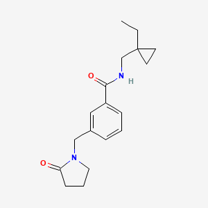molecular formula C18H24N2O2 B6943136 N-[(1-ethylcyclopropyl)methyl]-3-[(2-oxopyrrolidin-1-yl)methyl]benzamide 