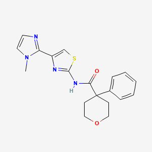 molecular formula C19H20N4O2S B6943141 N-[4-(1-methylimidazol-2-yl)-1,3-thiazol-2-yl]-4-phenyloxane-4-carboxamide 