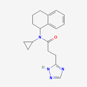 molecular formula C18H22N4O B6943209 N-cyclopropyl-N-(1,2,3,4-tetrahydronaphthalen-1-yl)-3-(1H-1,2,4-triazol-5-yl)propanamide 