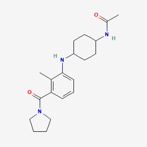 molecular formula C20H29N3O2 B6943265 N-[4-[2-methyl-3-(pyrrolidine-1-carbonyl)anilino]cyclohexyl]acetamide 