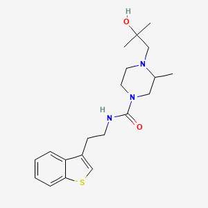 molecular formula C20H29N3O2S B6943273 N-[2-(1-benzothiophen-3-yl)ethyl]-4-(2-hydroxy-2-methylpropyl)-3-methylpiperazine-1-carboxamide 