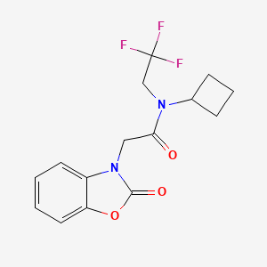 molecular formula C15H15F3N2O3 B6943282 N-cyclobutyl-2-(2-oxo-1,3-benzoxazol-3-yl)-N-(2,2,2-trifluoroethyl)acetamide 