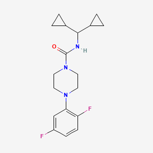 molecular formula C18H23F2N3O B6943325 N-(dicyclopropylmethyl)-4-(2,5-difluorophenyl)piperazine-1-carboxamide 