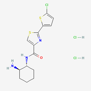 molecular formula C14H18Cl3N3OS2 B6943363 N-[(1R,2R)-2-aminocyclohexyl]-2-(5-chlorothiophen-2-yl)-1,3-thiazole-4-carboxamide;dihydrochloride 