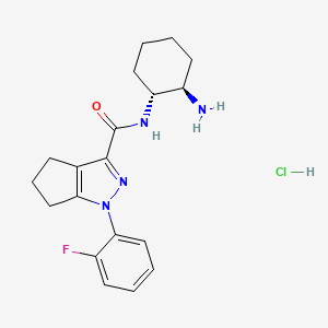 molecular formula C19H24ClFN4O B6943364 N-[(1R,2R)-2-aminocyclohexyl]-1-(2-fluorophenyl)-5,6-dihydro-4H-cyclopenta[c]pyrazole-3-carboxamide;hydrochloride 