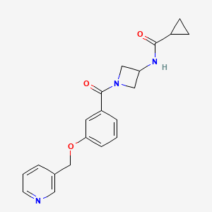 molecular formula C20H21N3O3 B6943369 N-[1-[3-(pyridin-3-ylmethoxy)benzoyl]azetidin-3-yl]cyclopropanecarboxamide 