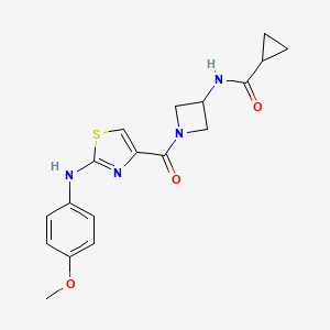molecular formula C18H20N4O3S B6943374 N-[1-[2-(4-methoxyanilino)-1,3-thiazole-4-carbonyl]azetidin-3-yl]cyclopropanecarboxamide 