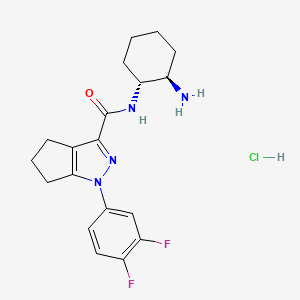 molecular formula C19H23ClF2N4O B6943375 N-[(1R,2R)-2-aminocyclohexyl]-1-(3,4-difluorophenyl)-5,6-dihydro-4H-cyclopenta[c]pyrazole-3-carboxamide;hydrochloride 