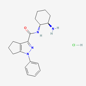 molecular formula C19H25ClN4O B6943381 N-[(1R,2R)-2-aminocyclohexyl]-1-phenyl-5,6-dihydro-4H-cyclopenta[c]pyrazole-3-carboxamide;hydrochloride 