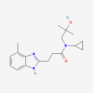 molecular formula C18H25N3O2 B6943444 N-cyclopropyl-N-(2-hydroxy-2-methylpropyl)-3-(4-methyl-1H-benzimidazol-2-yl)propanamide 