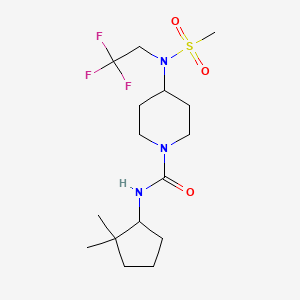 molecular formula C16H28F3N3O3S B6943450 N-(2,2-dimethylcyclopentyl)-4-[methylsulfonyl(2,2,2-trifluoroethyl)amino]piperidine-1-carboxamide 
