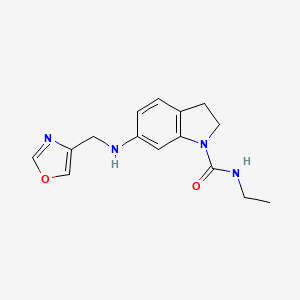 molecular formula C15H18N4O2 B6943613 N-ethyl-6-(1,3-oxazol-4-ylmethylamino)-2,3-dihydroindole-1-carboxamide 