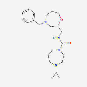 molecular formula C22H34N4O2 B6943623 N-[(4-benzyl-1,4-oxazepan-2-yl)methyl]-4-cyclopropyl-1,4-diazepane-1-carboxamide 