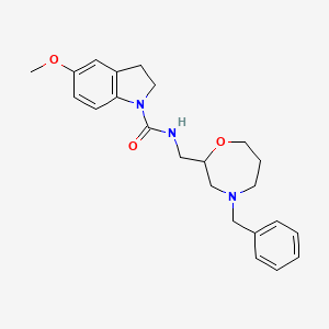 molecular formula C23H29N3O3 B6943636 N-[(4-benzyl-1,4-oxazepan-2-yl)methyl]-5-methoxy-2,3-dihydroindole-1-carboxamide 